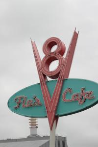 Flo's V8 Cafe had a small but yummy sounding menu along with lots of seating.